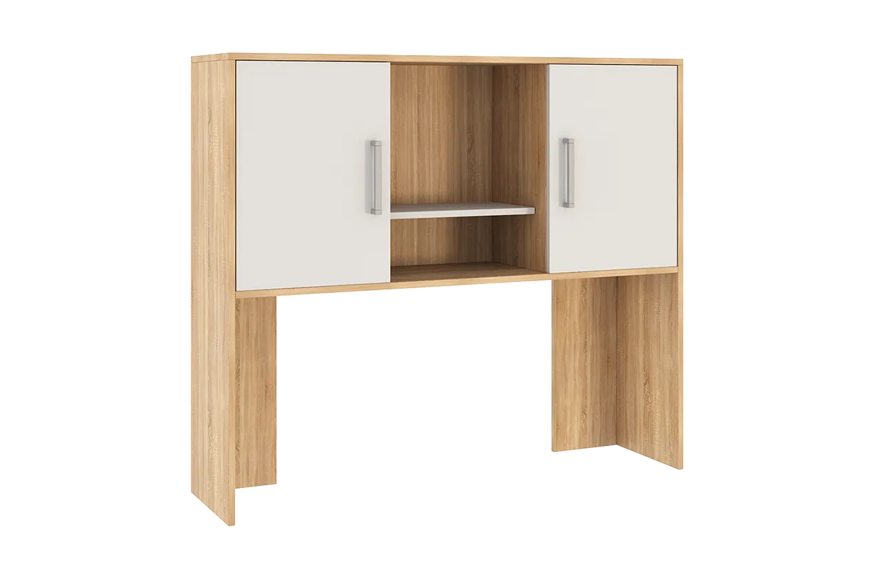 Надстройка стола компьютерного 1200 Лайт-2 дуб сонома/белый в Советском - sovetskij.mebel-tymen.ru | фото