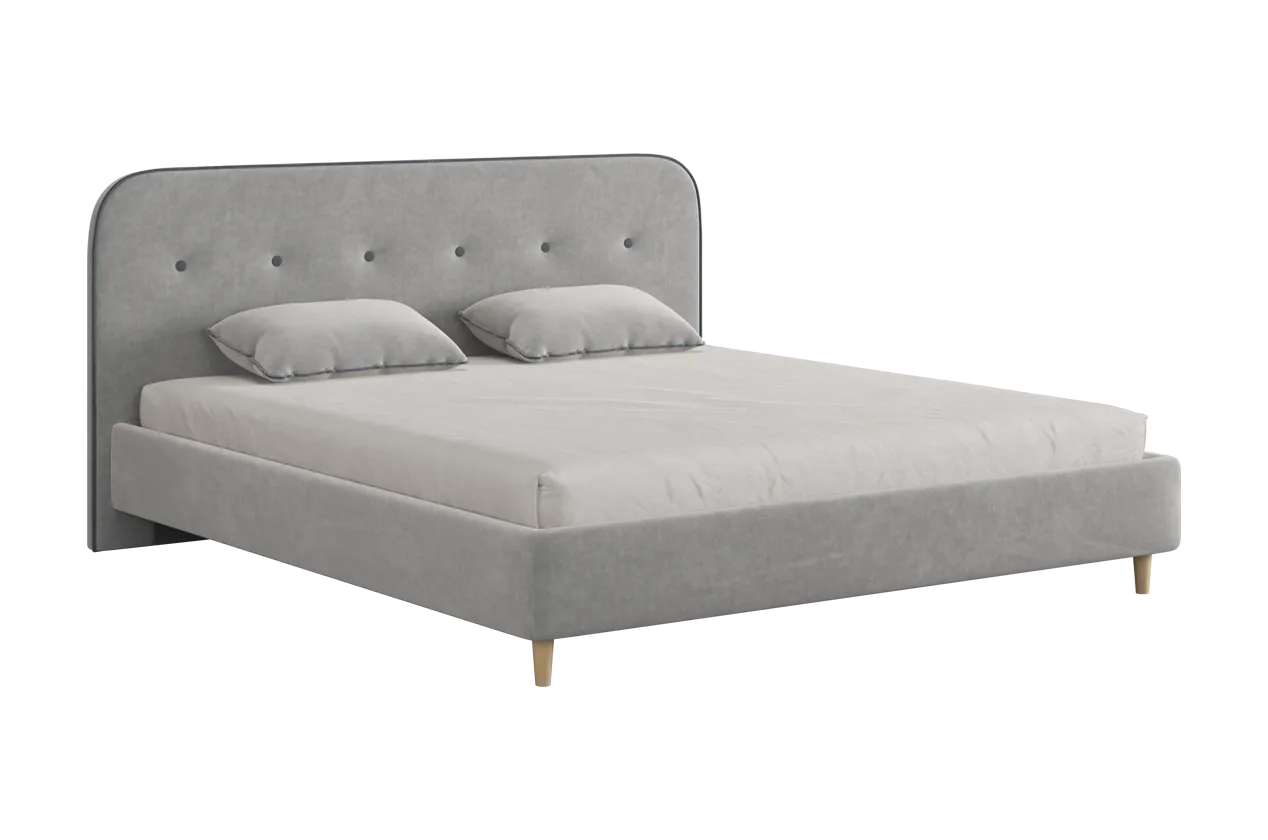Кровать с основанием Лео 180х200 см галька (велюр)/графит (велюр) в Советском - sovetskij.mebel-tymen.ru | фото
