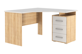 Стол компьютерный 1200 угловой Лайт-2 дуб сонома/белый в Советском - sovetskij.mebel-tymen.ru | фото
