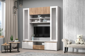 Центральная Секция МС Лиана Дуб Крафт Белый/Дуб Крафт Золотой в Советском - sovetskij.mebel-tymen.ru | фото