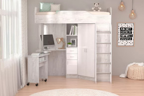 Детская Бриз-1, бетон светлый/белый глянец Диал в Советском - sovetskij.mebel-tymen.ru | фото