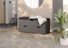 Диван ФЛИНТ (тумба д/обуви) (ш1000*г360*в490мм), ЛДСП Графит - кожзам черный в Советском - sovetskij.mebel-tymen.ru | фото