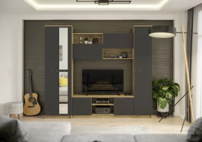 Гостиная Герда Дуб крафт серый/Антрацит в Советском - sovetskij.mebel-tymen.ru | фото