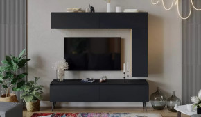 Гостиная «Глосс» №4 Яблоня Беллуно/Cтекло Графит матовый/Серый в Советском - sovetskij.mebel-tymen.ru | фото