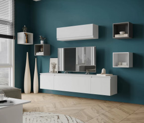 Гостиная МЭНКС №2 Белый/Белый-Серый графит в Советском - sovetskij.mebel-tymen.ru | фото