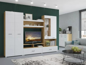 Гостиная Ненси-1 Крафт золотой-Белый глянец в Советском - sovetskij.mebel-tymen.ru | фото