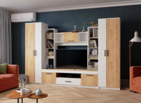 Гостиная СИДНЕЙ-2 (ш3000*г470*в2000мм), Белый/ЛДСП Дуб крафт золотой в Советском - sovetskij.mebel-tymen.ru | фото