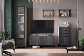 Гостиная Зефир К2 белое дерево/черный муар/серый/графит в Советском - sovetskij.mebel-tymen.ru | фото