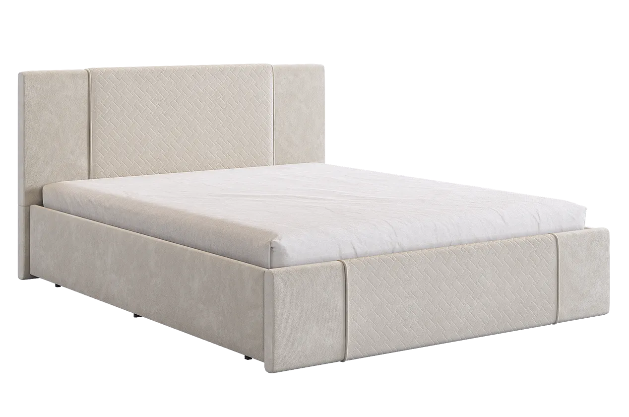 Кровать с основанием Хлоя 160х200 см крем (велюр) в Советском - sovetskij.mebel-tymen.ru | фото