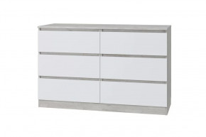 Комод Лори, 6 ящиков, 1202 мм, дуб серый/белый в Советском - sovetskij.mebel-tymen.ru | фото