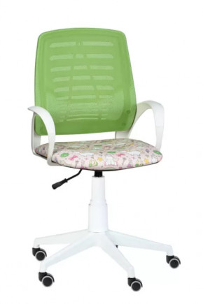 Кресло Ирис WHITE, сетка W (салатовая)/ткань Т54 (единорог) (подлокот.084) белая крестовина в Советском - sovetskij.mebel-tymen.ru | фото