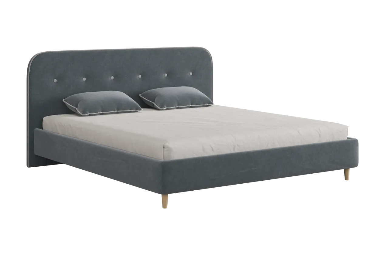 Кровать с основанием Лео 180х200 см графит (велюр)/галька (велюр) в Советском - sovetskij.mebel-tymen.ru | фото