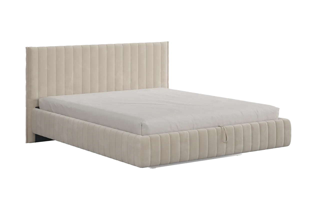 Кровать с подъемным механизмом Твикс 160х200 см крем (велюр) в Советском - sovetskij.mebel-tymen.ru | фото