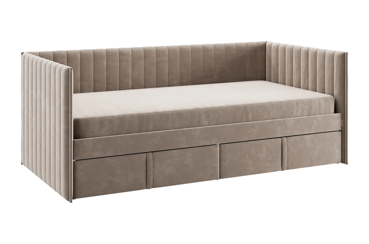 Кровать с ящиками Твикс (Софа) 90х200 см латте (велюр) в Советском - sovetskij.mebel-tymen.ru | фото