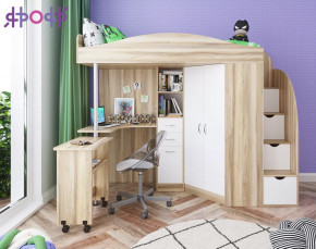 Кровать чердак Юниор 4 Винтерберг, Дуб молочный Ярофф в Советском - sovetskij.mebel-tymen.ru | фото