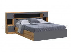 Кровать с надстройкой с тумбами 1600 Басямиф, графит/дуб крафт в Советском - sovetskij.mebel-tymen.ru | фото