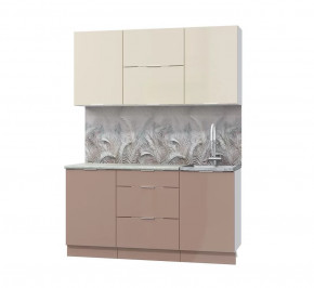 Кух. гарнитур Асти-латте 1.6, белый/ ваниль глянец/ кофе с молоком/ ПФ королевский опал (б/с 500) в Советском - sovetskij.mebel-tymen.ru | фото