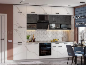 Кухня Техно 3м Компоновка №2 (Мрамор белый/Бетон графит) в Советском - sovetskij.mebel-tymen.ru | фото