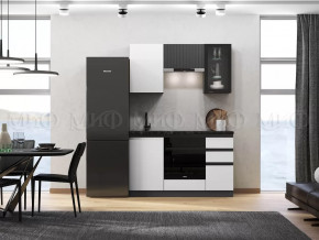 Кухня Техно-6 1,5м (Графит/Белый снег софт/Графит софт) в Советском - sovetskij.mebel-tymen.ru | фото