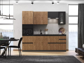 Кухня Техно-6 2,4м (Графит/Экзотическое дерево Амазония/Графит софт) в Советском - sovetskij.mebel-tymen.ru | фото