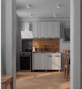 Кухня ВАНДТ 1,2м (б/сушки, б/мойки 600), ЛДСП Белый/МДФ Арктик Б/СТОЛЕШН в Советском - sovetskij.mebel-tymen.ru | фото