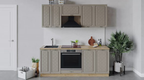 Кухонный гарнитур «Бьянка» длиной 200 см со шкафом НБ Дуб крафт золотой/Дуб кофе в Советском - sovetskij.mebel-tymen.ru | фото