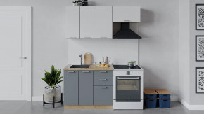 Кухонный гарнитур «Габриэлла» длиной 160 см Дуб крафт золотой/Сноу/Титан в Советском - sovetskij.mebel-tymen.ru | фото