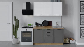 Кухонный гарнитур «Лорас» длиной 150 см Дуб крафт золотой/Холст белый/Холст вулкан в Советском - sovetskij.mebel-tymen.ru | фото