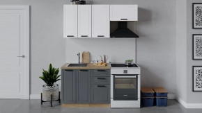 Кухонный гарнитур «Лорас» длиной 160 см Дуб крафт золотой/Холст белый/Холст вулкан в Советском - sovetskij.mebel-tymen.ru | фото