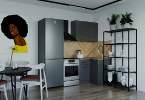 Кухонный гарнитур угловой Антрацит 1000х1000 столешница 26 мм в Советском - sovetskij.mebel-tymen.ru | фото