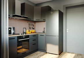 Кухонный гарнитур угловой Антрацит 2200х1000 столешница 38 мм в Советском - sovetskij.mebel-tymen.ru | фото