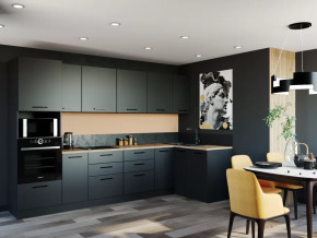 Кухонный гарнитур угловой Антрацит 3200x1400 столешница 38 мм в Советском - sovetskij.mebel-tymen.ru | фото