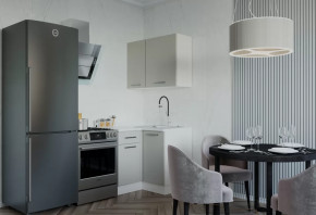 Кухонный гарнитур угловой Шампань 1000х1000 столешница 38 мм в Советском - sovetskij.mebel-tymen.ru | фото