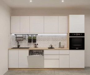 Кухонный прямой гарнитур арт.11, 3000 мм, Лайн/Тальк в Советском - sovetskij.mebel-tymen.ru | фото