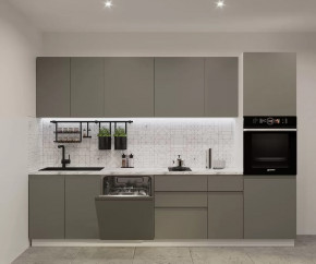 Кухонный прямой гарнитур арт.12, 3000 мм, Лайн/Обсидиан в Советском - sovetskij.mebel-tymen.ru | фото