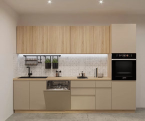 Кухонный прямой гарнитур арт.14, 3000 мм, Лайн/Дуб сонома/Пикрит в Советском - sovetskij.mebel-tymen.ru | фото