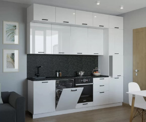 Кухонный прямой гарнитур арт.17, 3000 мм, Белый глянец в Советском - sovetskij.mebel-tymen.ru | фото