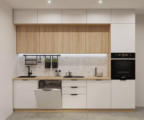 Кухонный прямой гарнитур арт.18, 3000 мм, Фаска/Тальк/Дуб сонома в Советском - sovetskij.mebel-tymen.ru | фото