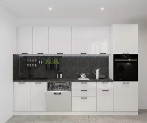 Кухонный прямой гарнитур арт.20, 3000 мм, Белый глянец в Советском - sovetskij.mebel-tymen.ru | фото