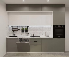 Кухонный прямой гарнитур арт.20, 3000 мм, Фаска/Обсидиан/Тальк в Советском - sovetskij.mebel-tymen.ru | фото