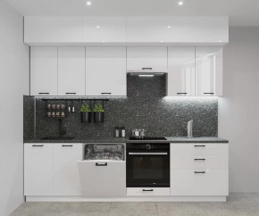 Кухонный прямой гарнитур арт.22, 2800 мм, Белый глянец в Советском - sovetskij.mebel-tymen.ru | фото