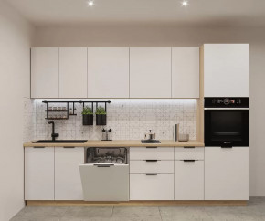 Кухонный прямой гарнитур арт.3, 2900 мм, Фаска/Тальк в Советском - sovetskij.mebel-tymen.ru | фото