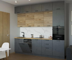 Кухонный прямой гарнитур арт.32 ЛОФТ, 3000 мм, Рустик соломенный/Бетон тёмный в Советском - sovetskij.mebel-tymen.ru | фото