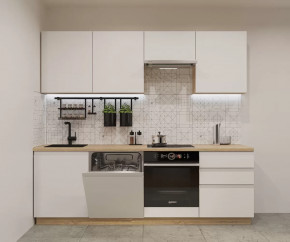 Кухонный прямой гарнитур арт.35, 2400 мм, Лайн/Тальк в Советском - sovetskij.mebel-tymen.ru | фото