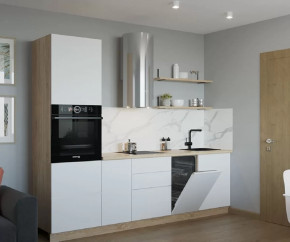 Кухонный прямой гарнитур арт.4, 2650 мм, Тальк/Дуб сонома в Советском - sovetskij.mebel-tymen.ru | фото