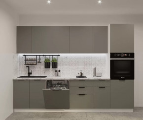 Кухонный прямой гарнитур арт.4, 3000 мм, Фаска/Обсидиан в Советском - sovetskij.mebel-tymen.ru | фото