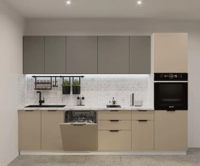 Кухонный прямой гарнитур арт.5, 3000 мм, Фаска/Обсидиан/Пикрит в Советском - sovetskij.mebel-tymen.ru | фото