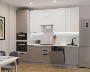 Кухонный прямой гарнитур арт.5, 3000 мм, Обсидиан/Тальк в Советском - sovetskij.mebel-tymen.ru | фото