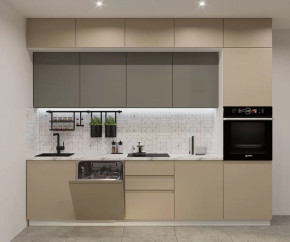 Кухонный прямой гарнитур арт.51, 3000 мм, Лайн/Пикрит/Обсидиан в Советском - sovetskij.mebel-tymen.ru | фото