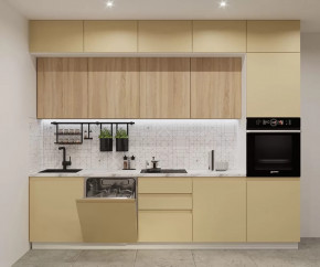 Кухонный прямой гарнитур арт.54, 3000 мм, Лайн/Стамбул/Дуб сонома в Советском - sovetskij.mebel-tymen.ru | фото